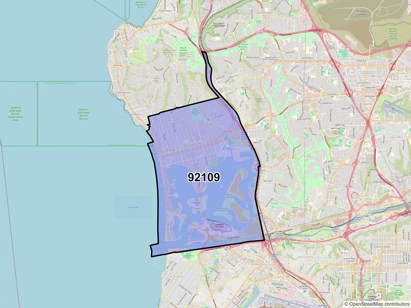 Map of ZIP Code 92109 — San Diego, CA
