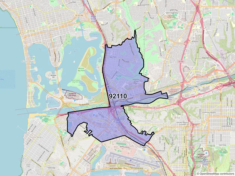 Map of ZIP Code 92110 — San Diego, CA