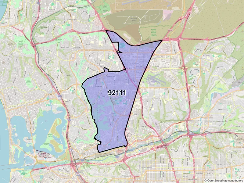 Map of ZIP Code 92111 — San Diego, CA