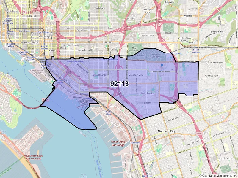 Map of ZIP Code 92113 — San Diego, CA