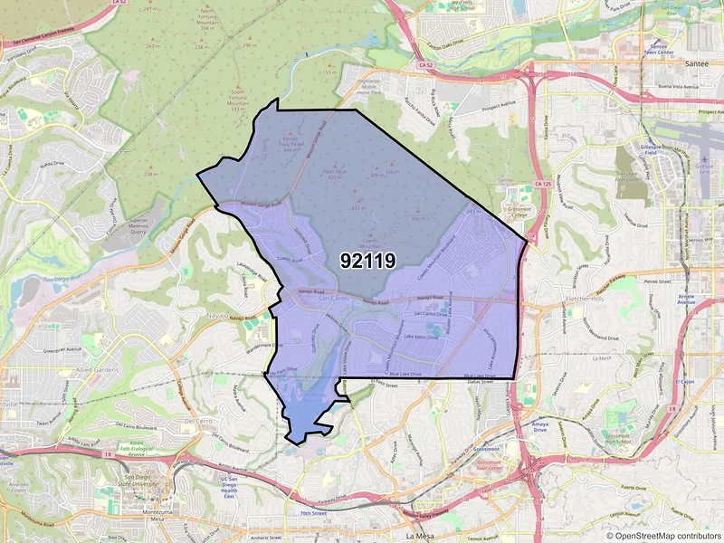 Map of ZIP Code 92119 — San Diego, CA