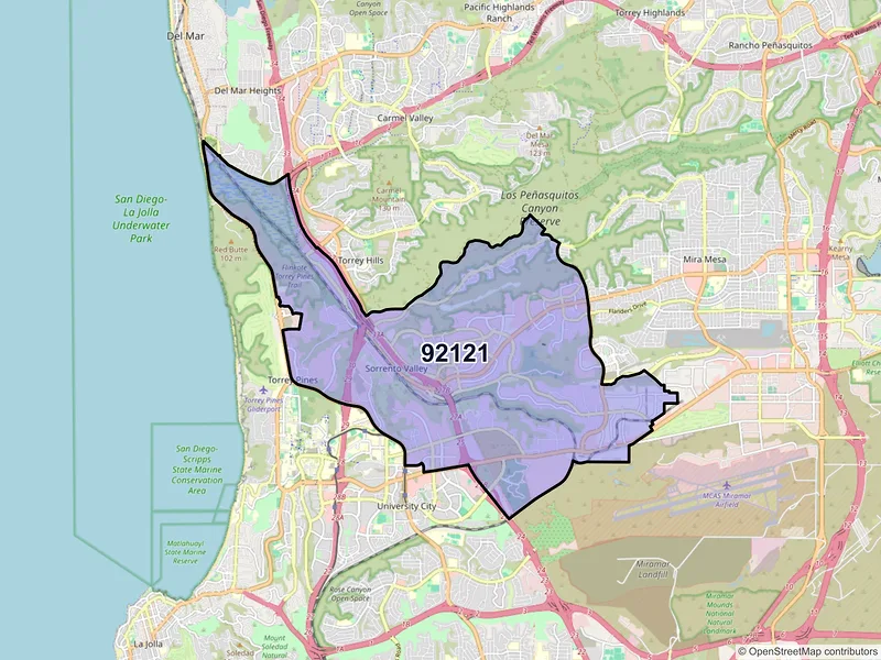 Map of ZIP Code 92121 — San Diego, CA