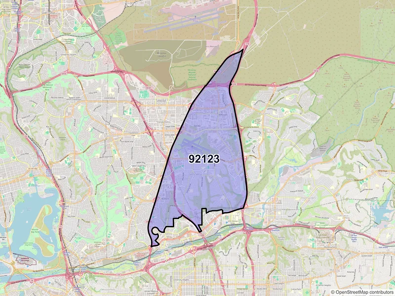 Map of ZIP Code 92123 — San Diego, CA