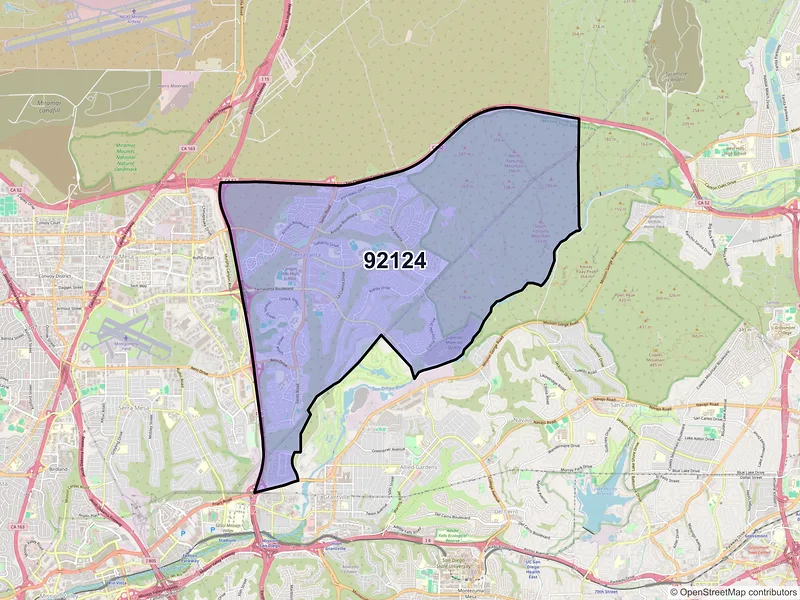 Map of ZIP Code 92124 — San Diego, CA