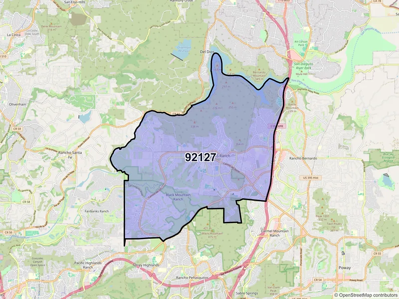 Map of ZIP Code 92127 — San Diego, CA