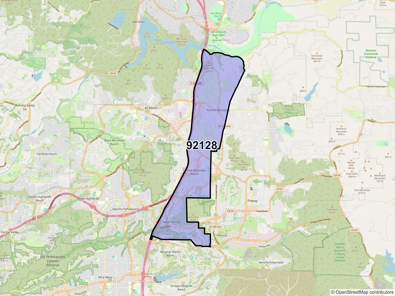 Map of ZIP Code 92128 — San Diego, CA
