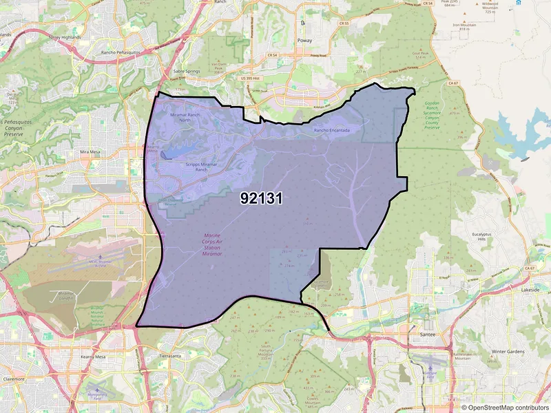 Map of ZIP Code 92131 — San Diego, CA