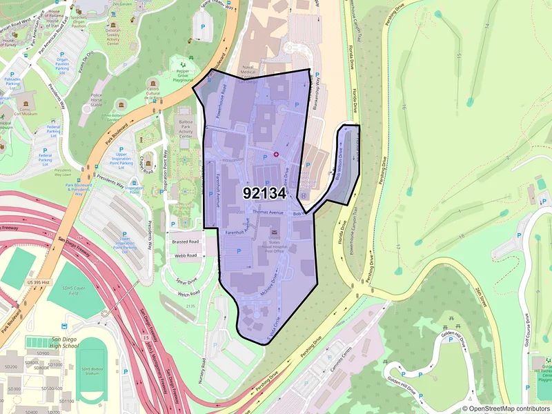 Map of ZIP Code 92134 — San Diego, CA