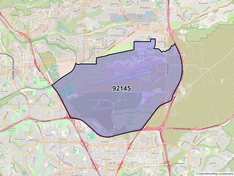 Map of ZIP Code 92145 — San Diego, CA
