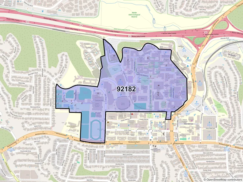 Map of ZIP Code 92182 — San Diego, CA
