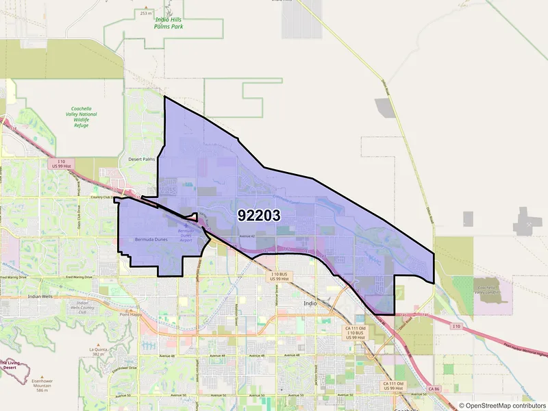Map of ZIP Code 92203 — Indio, CA