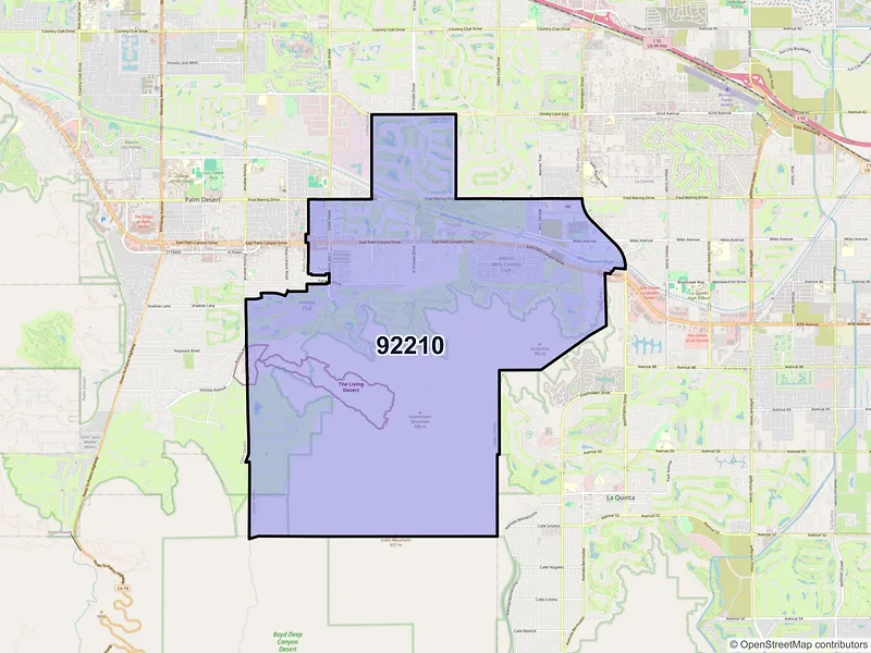 Map of ZIP Code 92210 — Indian Wells, CA