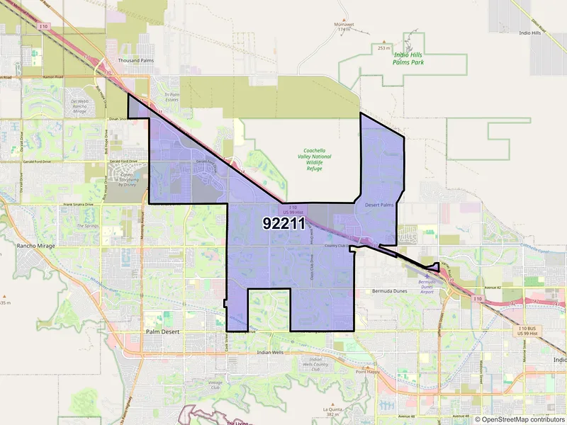 Map of ZIP Code 92211 — Palm Desert, CA