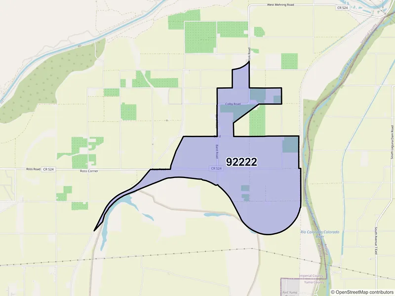 Map of Bard, California and ZIP codes