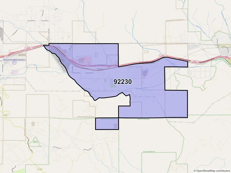 Map of ZIP Code 92230 — Cabazon, CA
