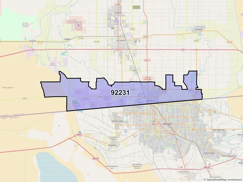 Map of ZIP Code 92231 — Calexico, CA