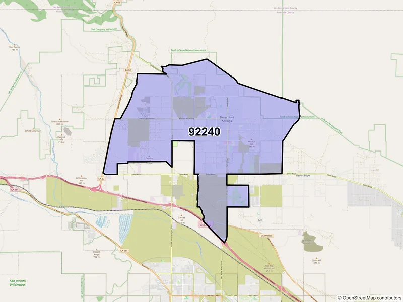 Map of ZIP Code 92240 — Desert Hot Springs, CA