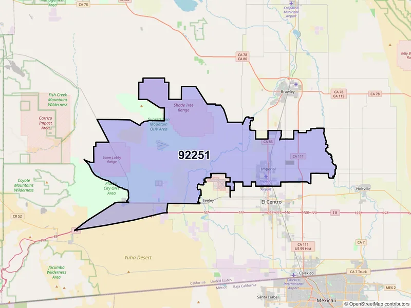 Map of ZIP Code 92251 — Imperial, CA
