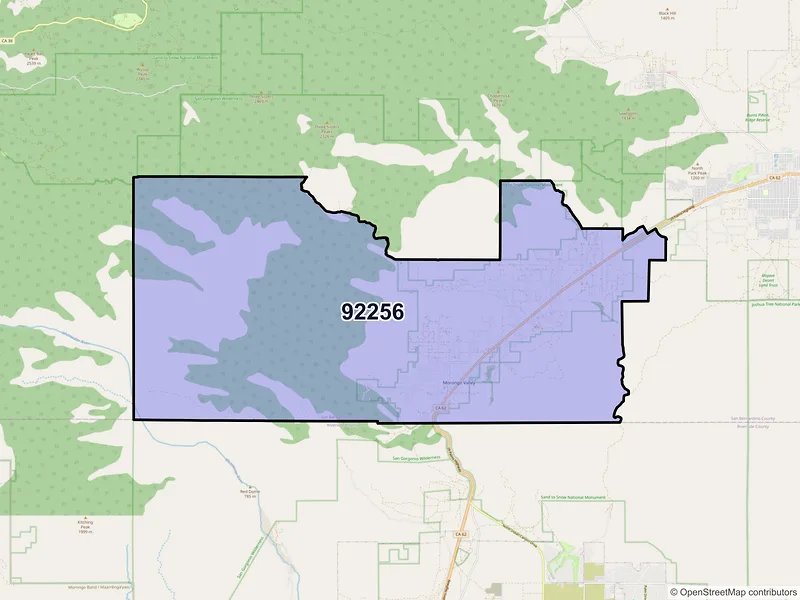 Map of ZIP Code 92256 — Morongo Valley, CA