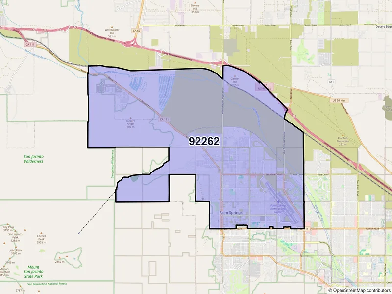 Map of ZIP Code 92262 — Palm Springs, CA