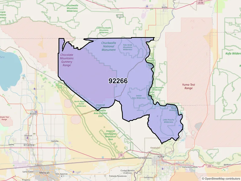 Map of Palo Verde, California and ZIP codes