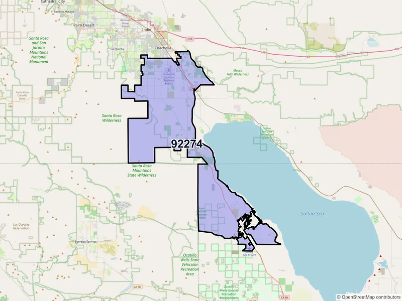 Map of Thermal, California and ZIP codes
