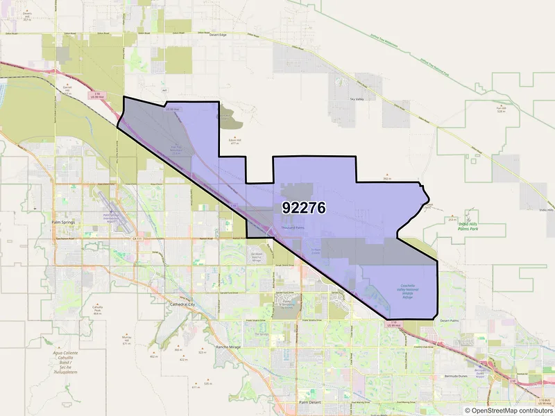 Map of ZIP Code 92276 — Thousand Palms, CA