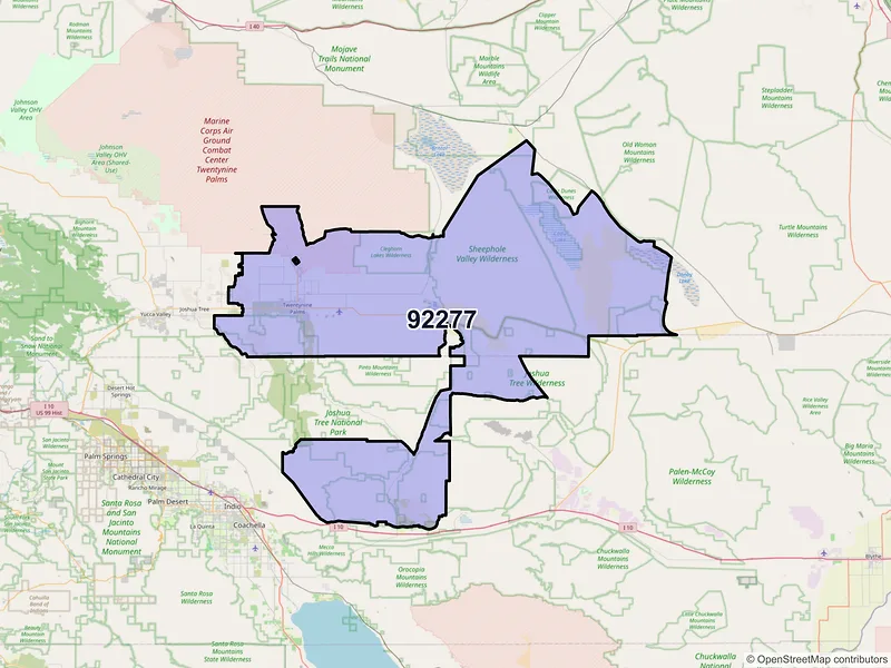 Map of ZIP Code 92277 — Twentynine Palms, CA