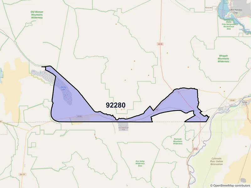 Map of ZIP Code 92280 — Vidal, CA