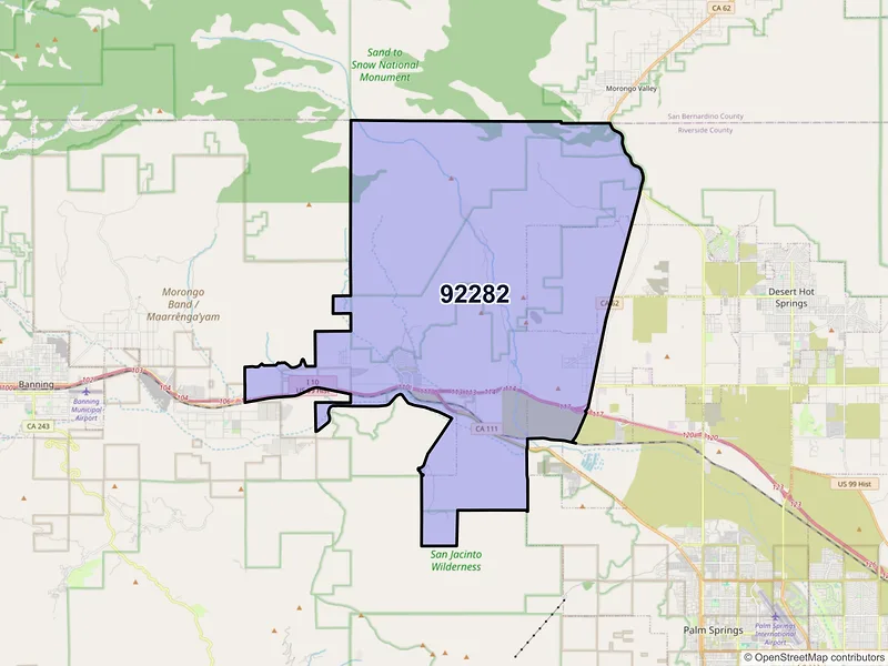Map of ZIP Code 92282 — Whitewater, CA