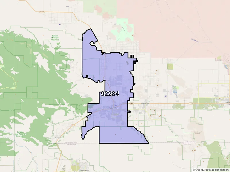 Map of ZIP Code 92284 — Yucca Valley, CA