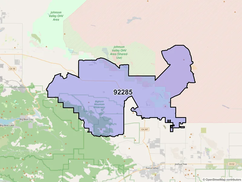 Map of ZIP Code 92285 — Landers, CA