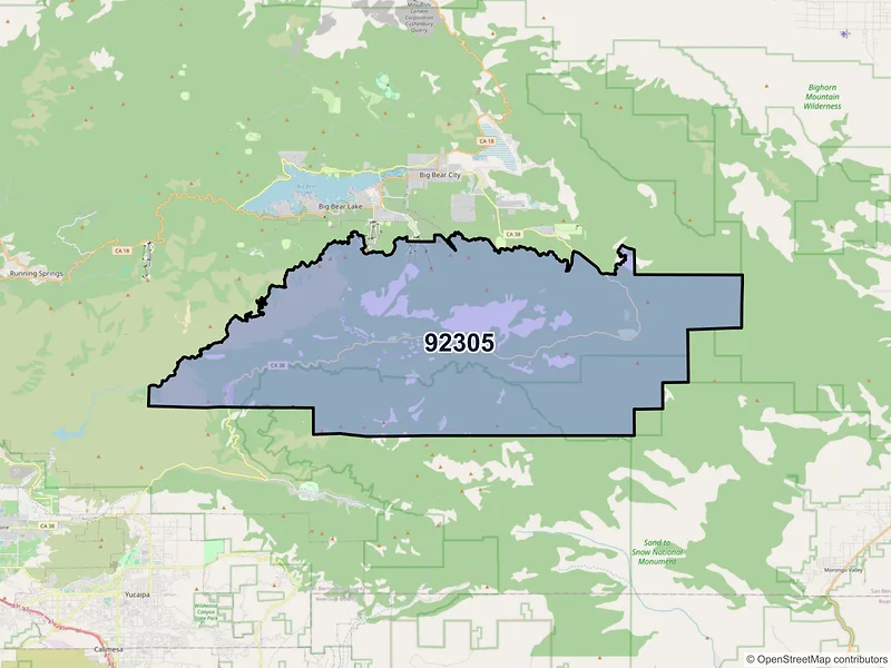 Map of Angelus Oaks, California and ZIP codes