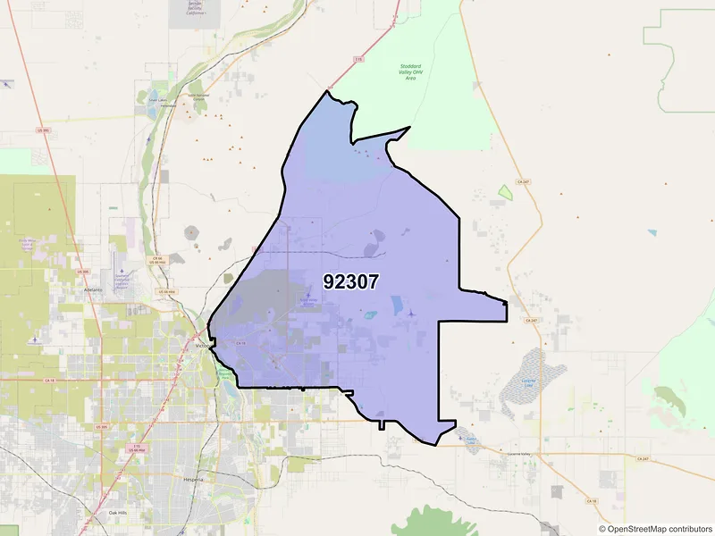 Map of ZIP Code 92307 — Apple Valley, CA