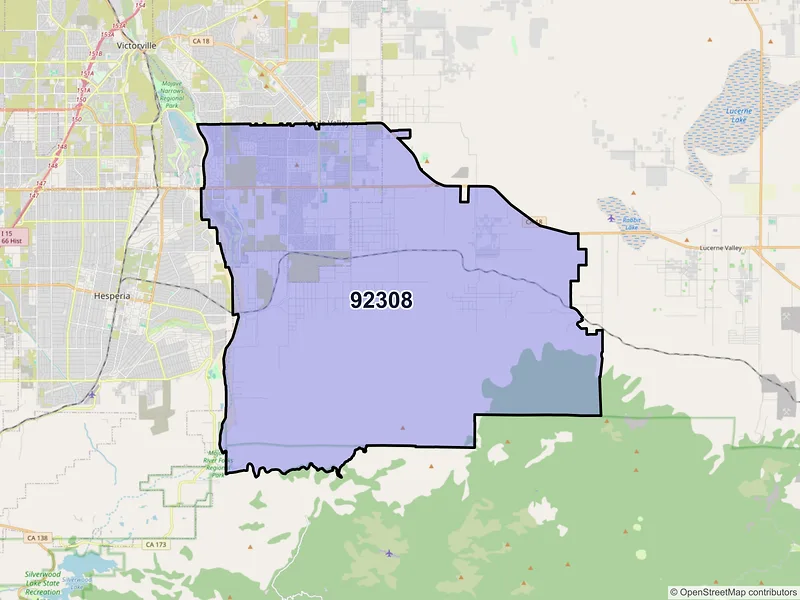 Map of ZIP Code 92308 — Apple Valley, CA
