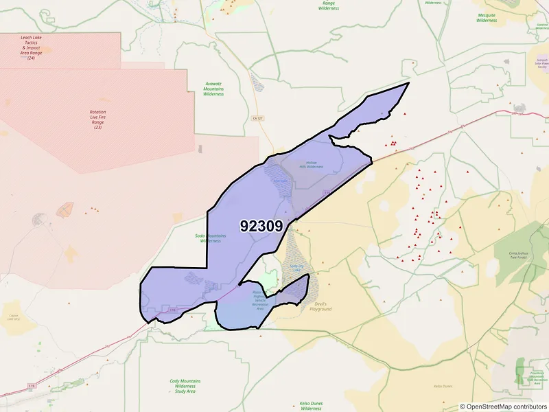 Map of ZIP Code 92309 — Baker, CA