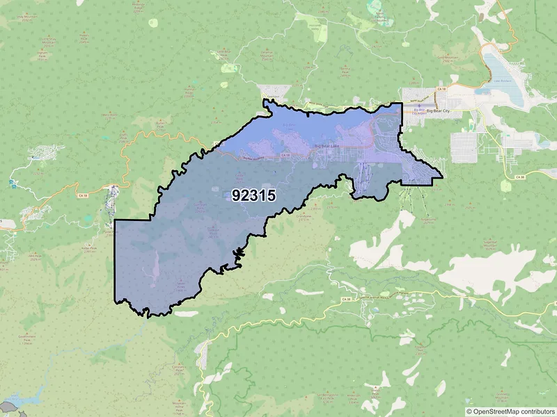 Map of ZIP Code 92315 — Big Bear Lake, CA