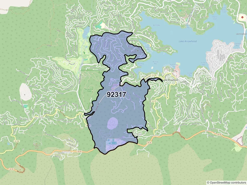 Map of Blue Jay, California and ZIP codes