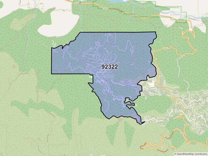 Map of Cedarpines Park, California and ZIP codes