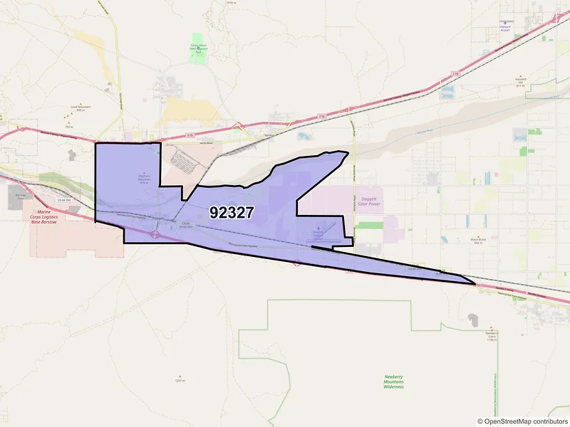 Map of ZIP Code 92327 — Daggett, CA