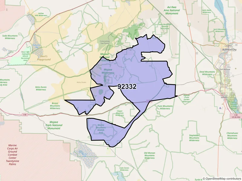 Map of ZIP Code 92332 — Essex, CA