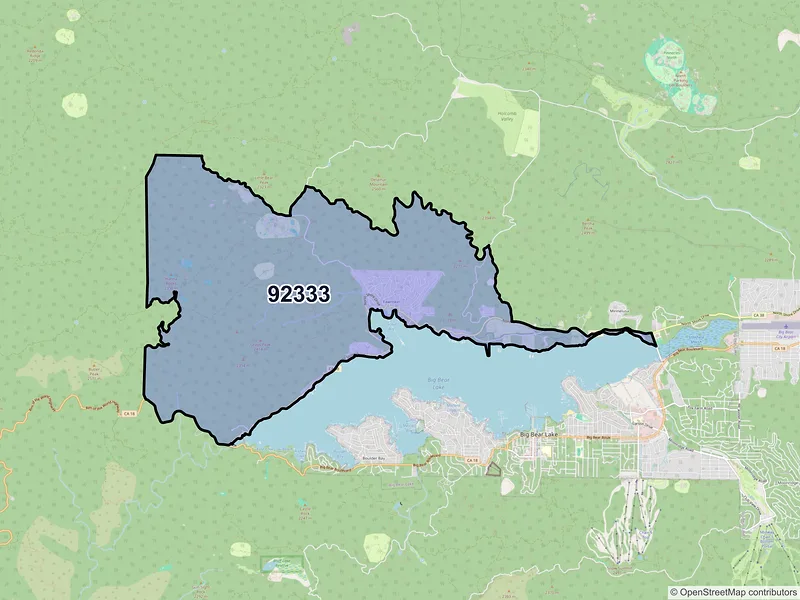 Map of Fawnskin, California and ZIP codes
