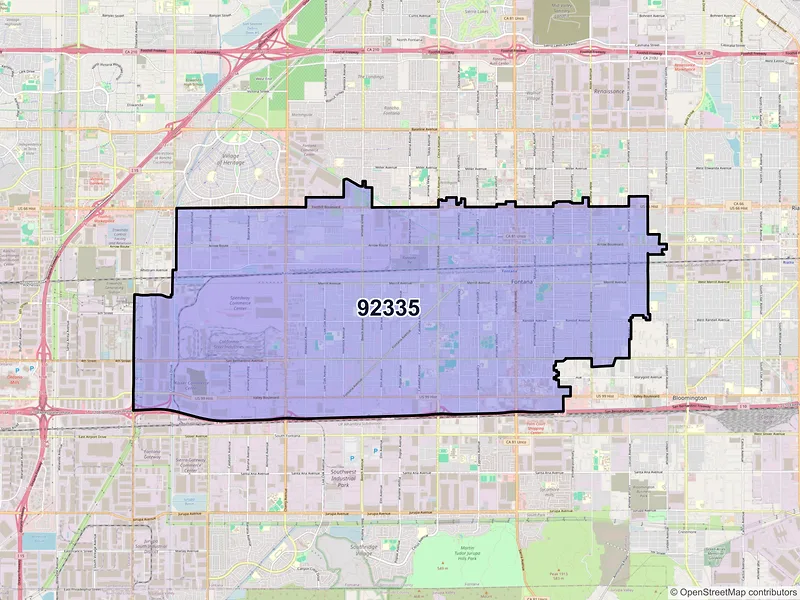 Map of ZIP Code 92335 — Fontana, CA