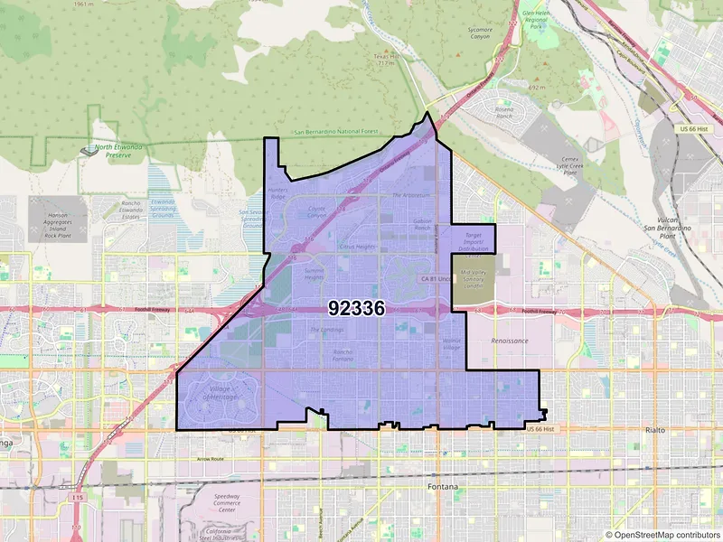 Map of ZIP Code 92336 — Fontana, CA