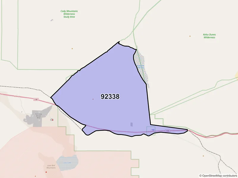 Map of ZIP Code 92338 — Ludlow, CA
