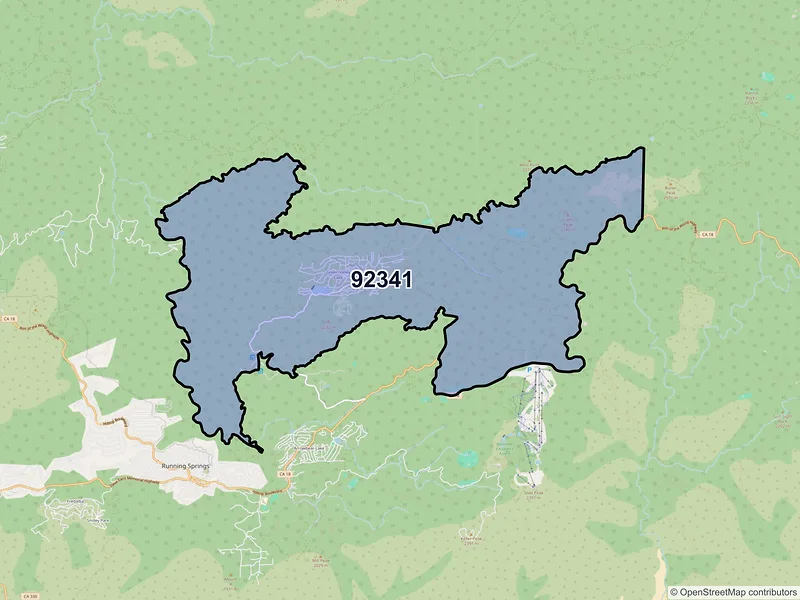 Map of Green Valley Lake, California and ZIP codes