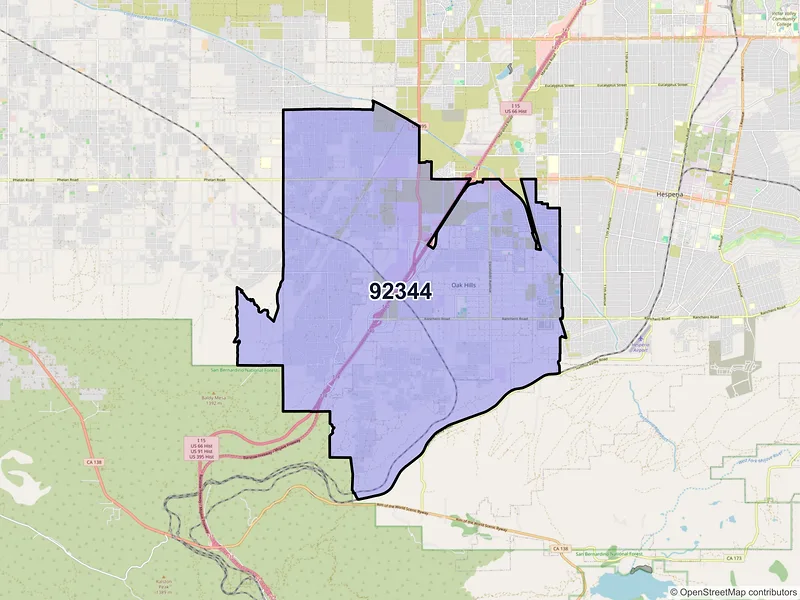 Map of ZIP Code 92344 — Hesperia, CA