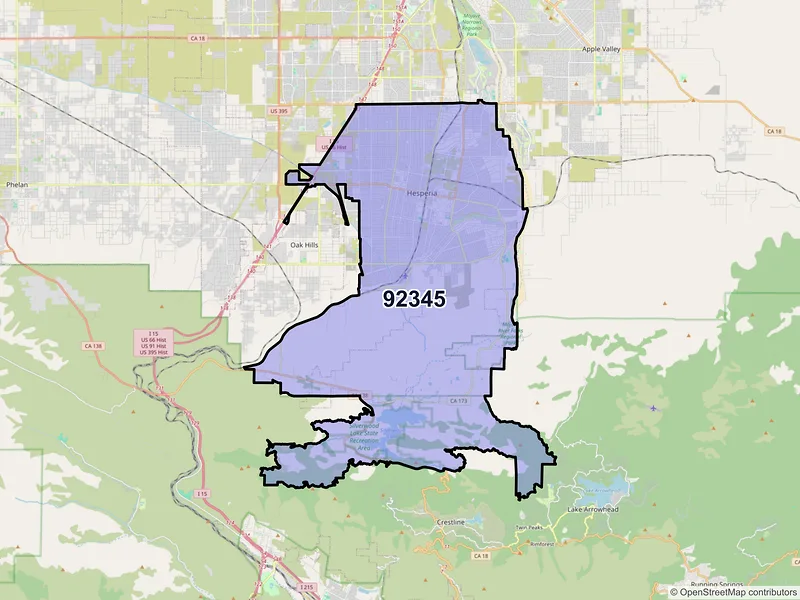 Map of ZIP Code 92345 — Hesperia, CA