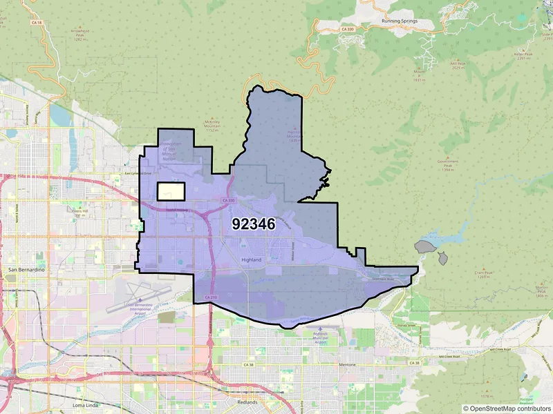 Map of ZIP Code 92346 — Highland, CA