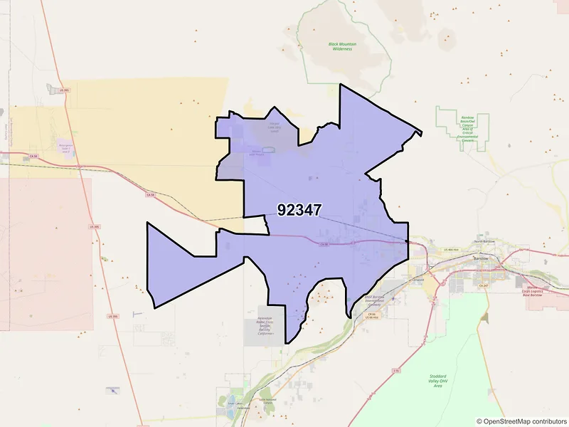 Map of ZIP Code 92347 — Hinkley, CA